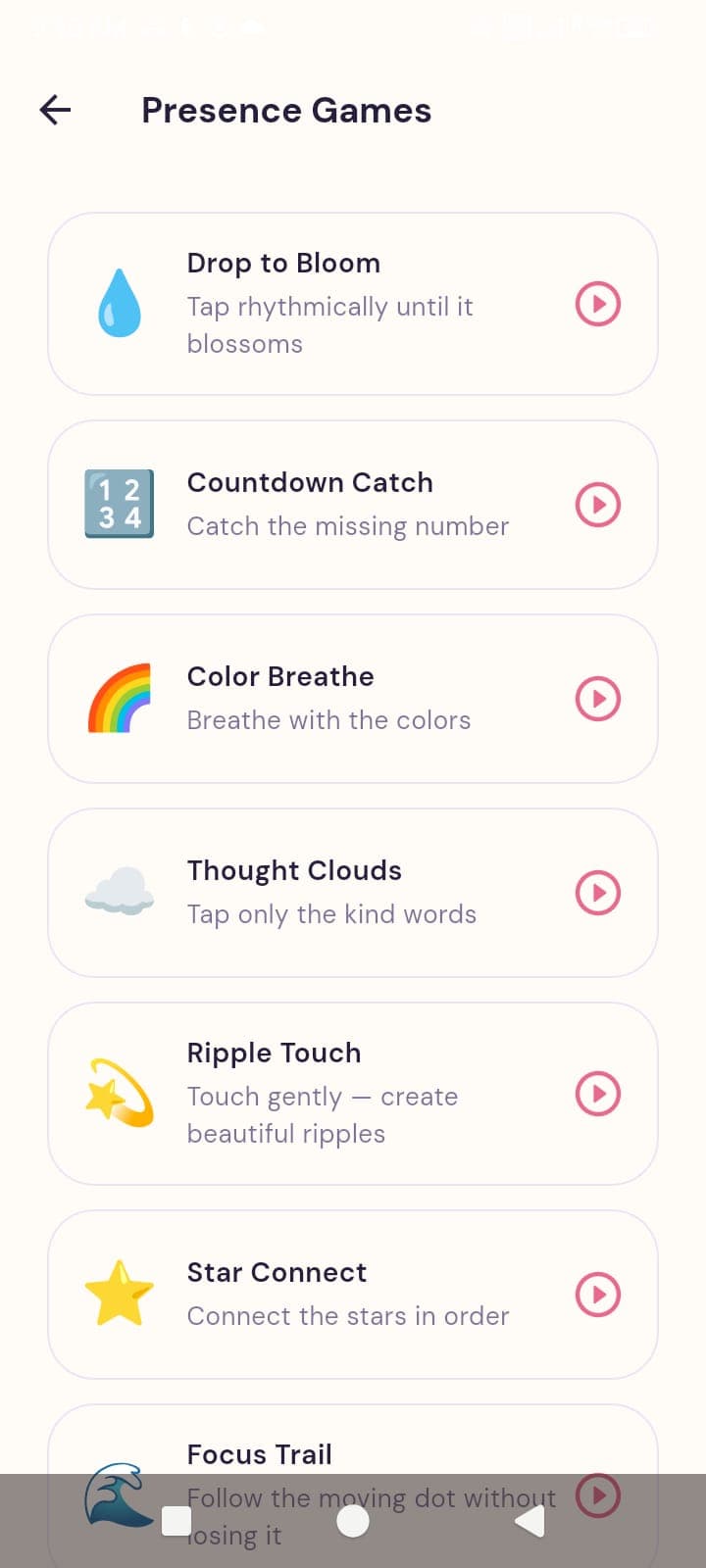 Mindfulness and presence games
